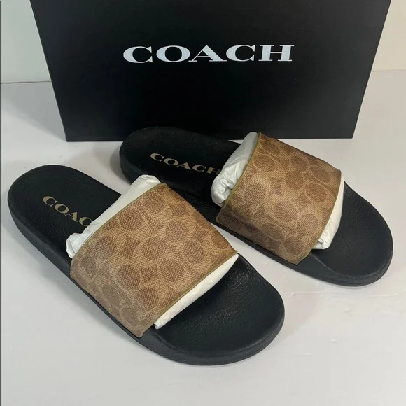 Coach Signature Udele Brown and Black Slides women’s size 11 - Picture 2 of 13